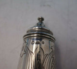English Sterling Silver Pepper Shaker Bright-Cut 3 3/4" Tall x 1 5/8" (#5210)