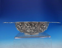 German Sterling Silver Bowl Eight Repoussed Flower Panels Flower Handles (#3944)