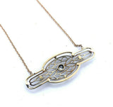 Edwardian 14k White and Yellow Gold Diamond and Pearl Pendant (#J5152)