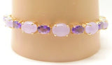 14k Yellow Gold Amethyst and Lavender Jade Bracelet (#J3827)