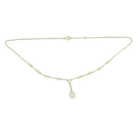 18k Yellow Gold 7ct Genuine Natural Moonstone Drop Necklace Pendant (#J4568)