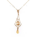 10k Yellow Gold Moonstone Lavaliere Pendant Jewelry (#J5638)