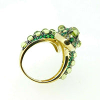 14k Yellow Gold Genuine Natural Peridot Snake Ring (#J4497)