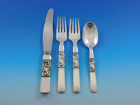 Scroll by Georg Jensen Danish Sterling Silver Flatware Set Service 56 Pieces