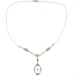 10k Tri-Color Gold Genuine Natural Rock Crystal Quartz Necklace (#J5363)
