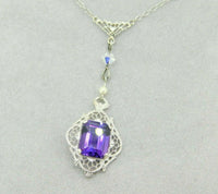 14k White Gold Filigree 3.05ct Amethyst Pendant (#J1736)