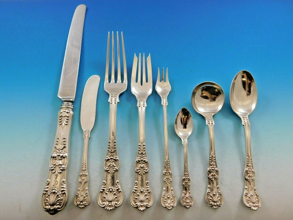 English King Tiffany Sterling Silver Flatware Set Service 51 pcs Dinner C Mono