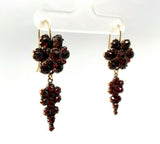 Genuine Natural Bohemian Garnet Dangle Drop Earrings (#J5489)
