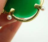 14k Yellow Gold Green and White Onyx Cameo Pin and Earring 3-piece Set (#J4313)