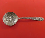 Repousse by Kirk Sterling Silver Berry Spoon Round with Fruit in Bowl 7 1/4"
