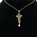 10k Yellow Gold Victorian Diamond and Pearl Lavaliere Pendant (#J5498)