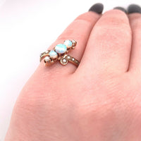 10k Yellow Gold Victorian Opal and Seed Pearl Ring (#J5516)