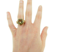 14k Yellow Gold Retro Large Genuine Natural Smoky Quartz Ring (#J4529)