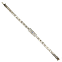 10k White Gold Art Deco Genuine Natural Sapphire Filigree Bracelet (#J5535)