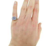 14k White Gold Blue-Gray Genuine Natural Chalcedony Ring with Diamonds (#J3558)