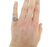 14k White Gold Blue-Gray Genuine Natural Chalcedony Ring with Diamonds (#J3558)