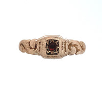 10k Rose Gold Baby Ring with Red Glass Size 1.25 Child's Jewelry (#J5889)