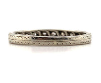 18k White Gold Hand Engraved Diamond Wedding Band Ring Jewelry Size 5.5 (#J5880)