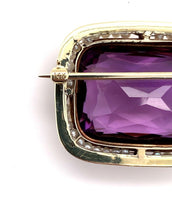 14k Yellow Gold 20 Carat Amethyst Pin Art Deco with Enamel (#J5622)