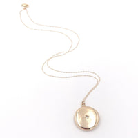14k Gold Victorian Round Locket w/ Genuine Natural Diamond on 14k Chain (#J6520)