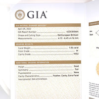 18k Men's 1.04ct European Cut Genuine Natural Diamond Ring w/GIA Report (#J5767)