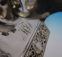 Maintenon by Shiebler Sterling Silver and Wood Desk Blotter Stamp Box Lion #4946