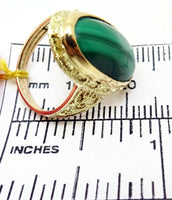 14K Yellow Gold Oval Genuine Natural Malachite Ring (#J3264)