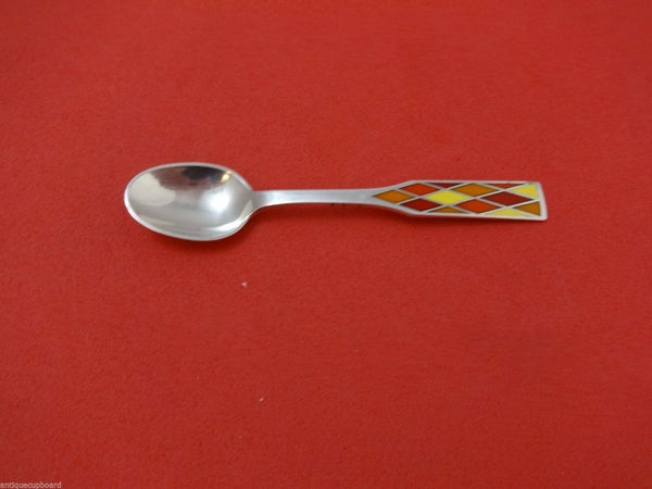 Harlequin Enameled by Georg Jensen Sterling Silver Demitasse Spoon Orange 4"