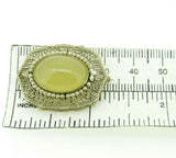 14k White Gold Filigree Art Deco Jade Pin with Pearls (#J1029)