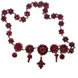 Genuine Natural Bohemian Garnet Necklace Rose Cut with Five Drops (#J5242)