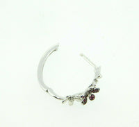 14k White Gold Genuine Natural Ruby and Diamond Flower Earrings (#J4318)