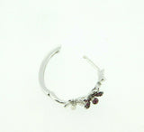 14k White Gold Genuine Natural Ruby and Diamond Flower Earrings (#J4318)