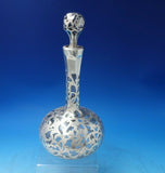 Gorham Glass Decanter with Sterling Silver Overlay Floral #S1127 11 1/2"(#5941)