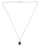 10k White Gold Art Deco Genuine Natural Lapis Lazuli Pendant Jewelry (#J5317)