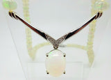Genuine Natural Opal Necklace with Diamonds & 14k White Gold Clasp (#C3268)