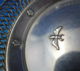 Japanese Sterling Silver Wine Coaster w/ Butterfly Leaves Chrysanthemums (#6251)