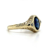 14k Gold Gypsy Set 1.71 Carat Genuine Natural Sapphire and Diamond Ring (#J5569)