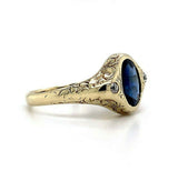 14k Gold Gypsy Set 1.71 Carat Genuine Natural Sapphire and Diamond Ring (#J5569)
