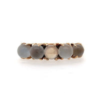 14k Yellow Gold Antique Five Genuine Natural Moonstone Band Ring (#J5694)