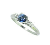 Platinum .49ct Blue Genuine Natural Sapphire and Diamond Ring (#J4580)