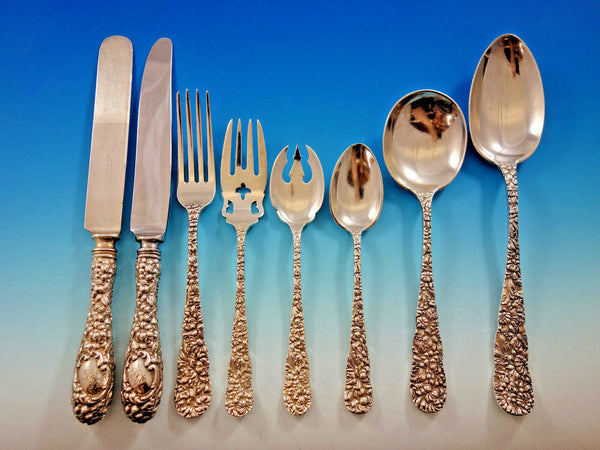 Chrysanthemum by Stieff Sterling Silver Flatware Set Service 62 pieces