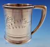 Whiting Sterling Silver Baby Child's Cup Mug Brite-Cut Bleeding Hearts #151J