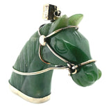 Sterling Carved Nephrite Jade Horse Pendant (#J5485)