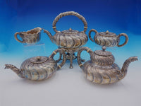 Saint Cloud by Gorham Sterling Silver Tea Set 5pc #1810 w/ Swirled Body (#3435)