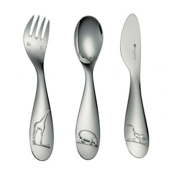 Savane by Christofle Paris Silver Plate Three Piece Baby Flatware Set Dinner New