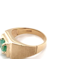 10k Yellow Gold 1.14ct Genuine Natural Emerald Men's Ring w/ Brushed Band #J5831