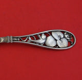 Frederik Fabritius Danish Sterling Silver Berry Spoon Wide Fish Lily Pads 9 3/8"