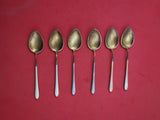 Norwegian Sterling Silver Demitasse Spoon set of 6 vermeil in fitted box 3 7/8"