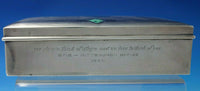 Art Deco Sterling Silver Cigarette Box Case with green stones and enamel (#6109)