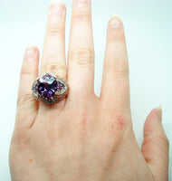 Laura Ramsey Genuine Natural Amethyst and Pink Sapphire Ring Fine Jewelry #C608